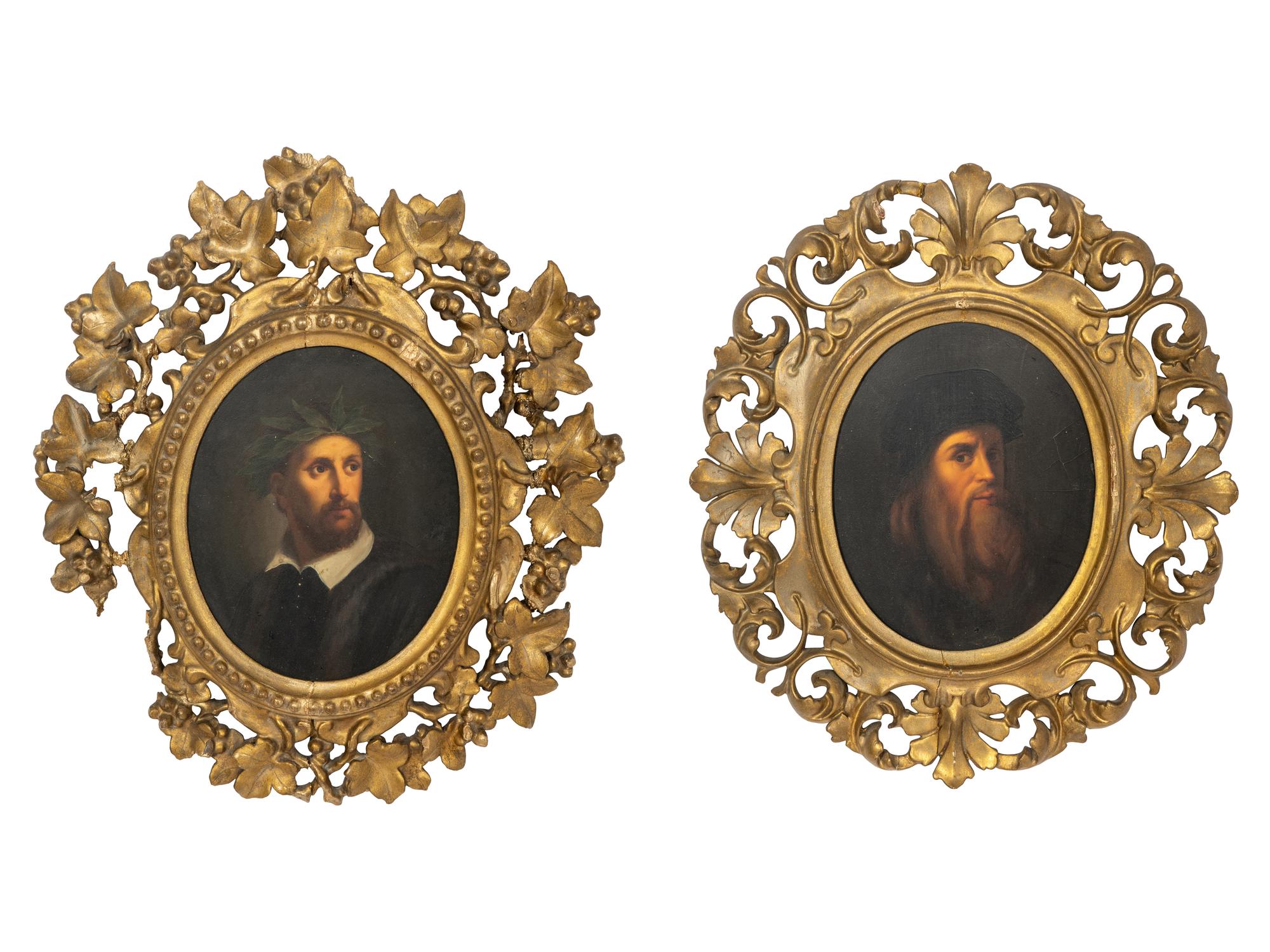 Portraits of Leonardo da Vinci and Torquato Tasso (a pair of paintings)