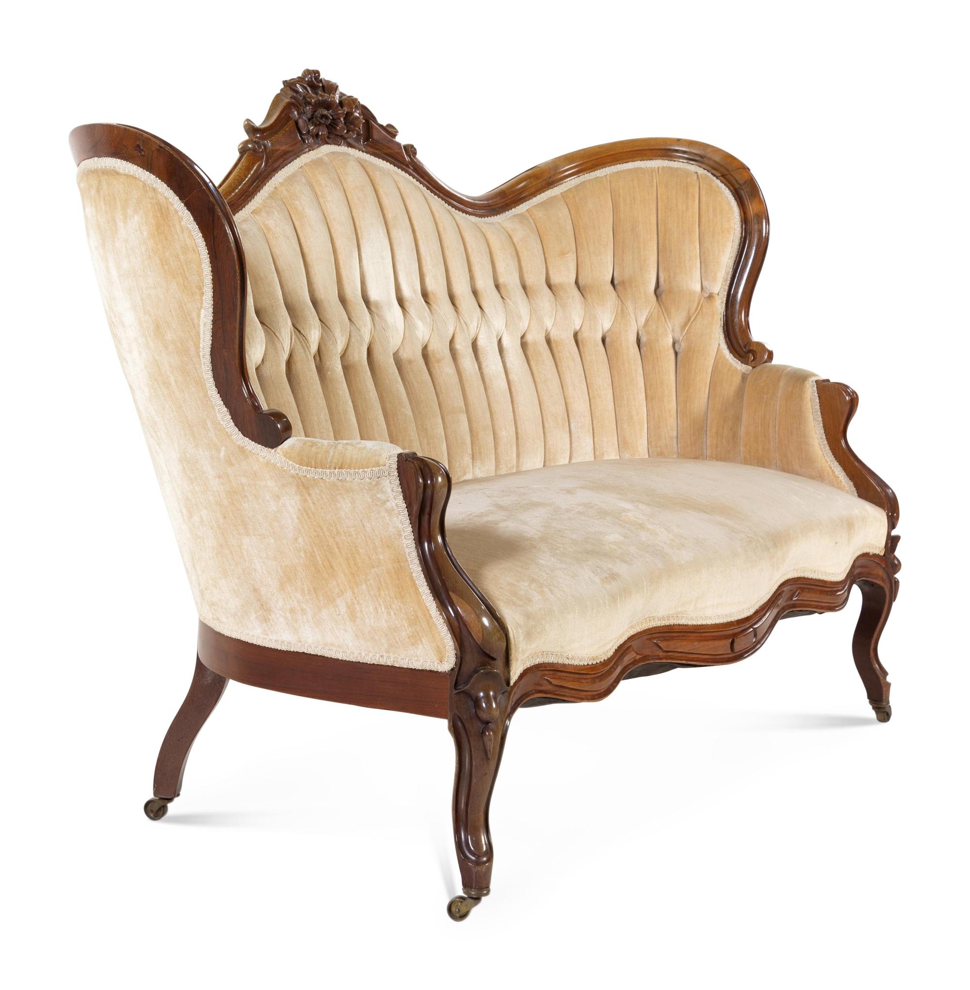 A Rococo Revival Walnut Sofa