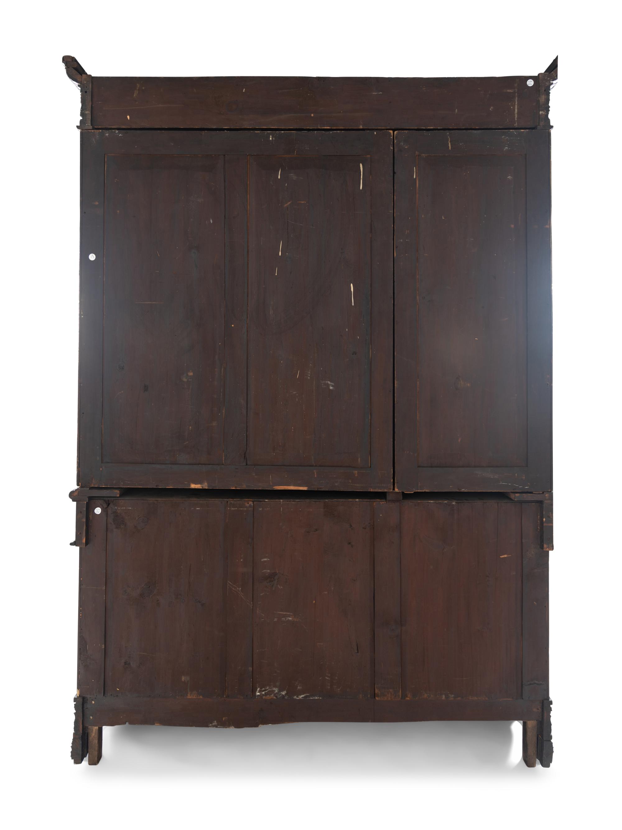 An Italian Rosewood and Carved Walnut Bookcase