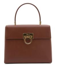 A Ferragamo Cognac Leather Gancini Convertible Shoulder Bag, 10" x 8" x 4".