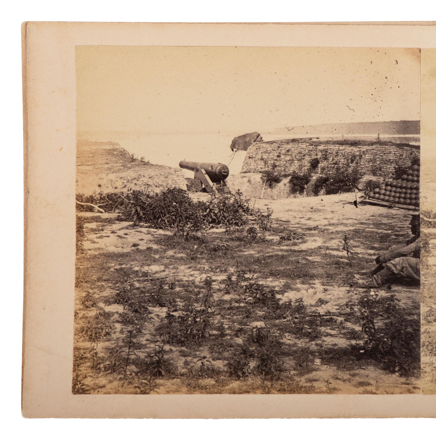 [CIVIL WAR]. A group of 3 stereoviews of troops taken at Port Hudson, Louisiana, incl. African American soldiers. [Baton Rouge, LA]: [McPherson & Oliver, attrib. ca 1863-1864].