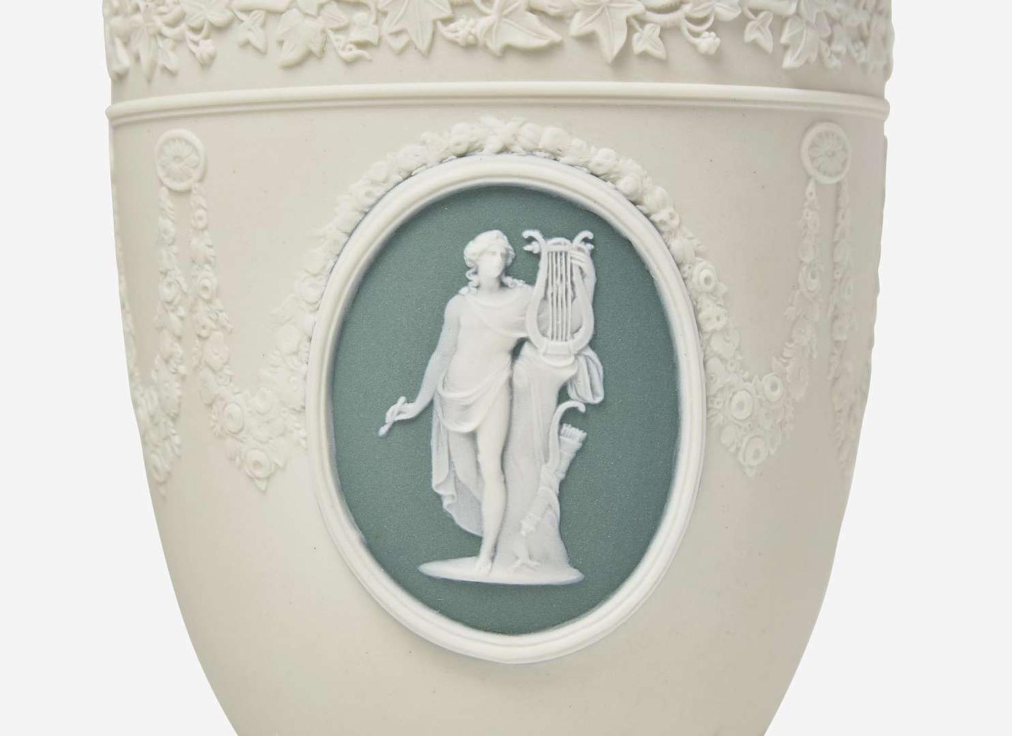 A Wedgwood Solid White Jasperware Vase and Cover, UK, early 19th century