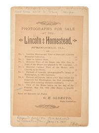 [LINCOLN, Abraham (1809-1865)]. Cabinet card of Lincoln's Springfield, IL, home, originally taken on the day of the funeral.