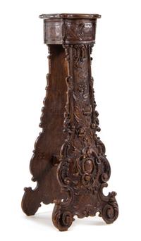 A Continental Carved Oak Pedestal Height 53 x width 12 1/2 x depth 12 1/2 inches. — LATE 18TH/EARLY 19TH CENTURY
