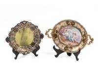 Two French Gilt Bronze and Champlevé Trays