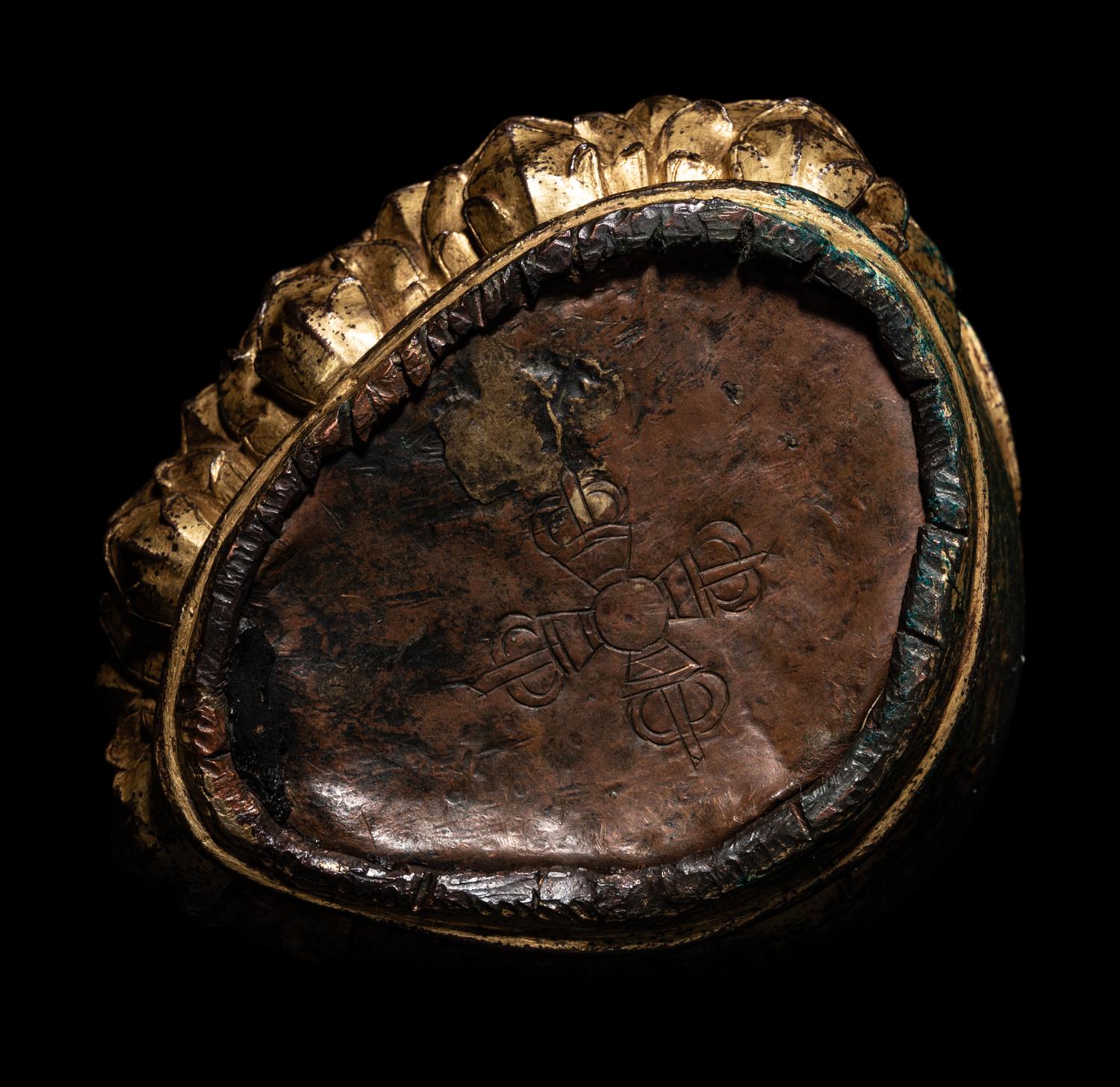 A Tibetan Gilt Bronze Figure of a Seated Karmapa