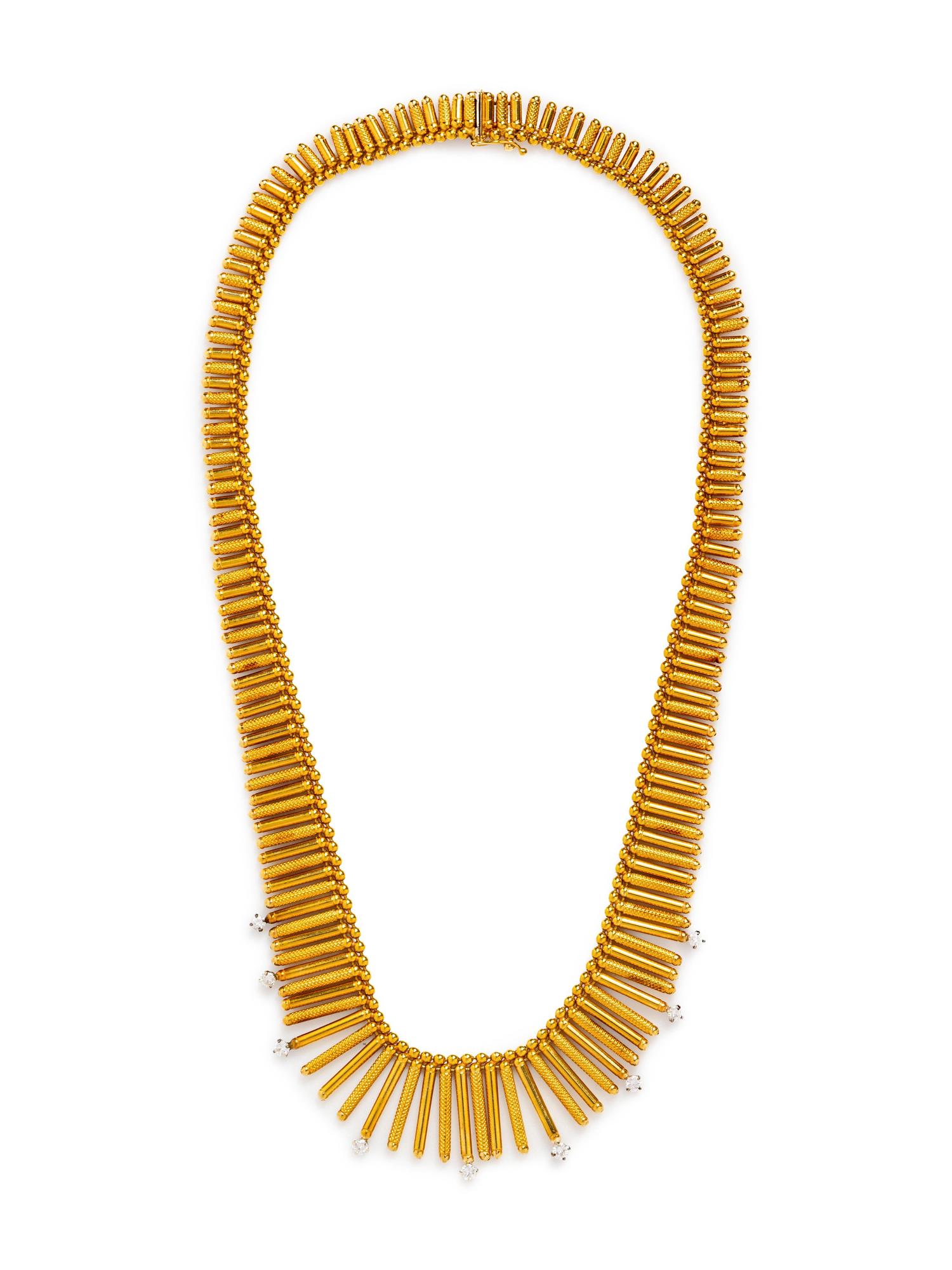 An 18 Karat Yellow Gold and Diamond Fringe Necklace, Uno-a-Erre,