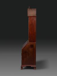 A Chippendale Figured Mahogany Bonnet Top Desk-and-Bookcase