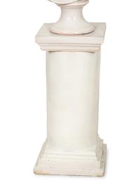 A Pair of Italian White Glazed Ceramic Busts on Pedestal Bases