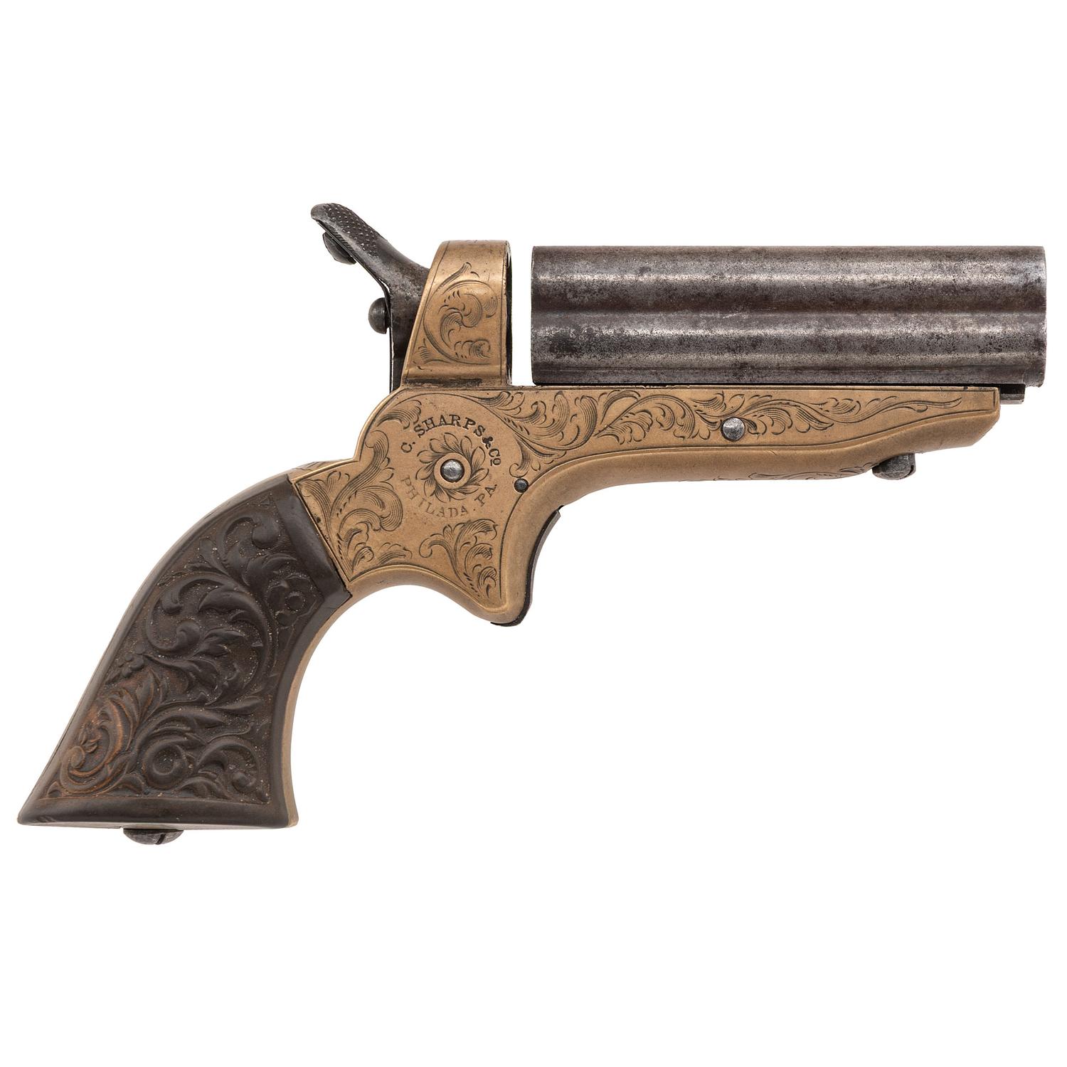 Engraved Sharps Model 1A .22 Four-Barrel Pepperbox