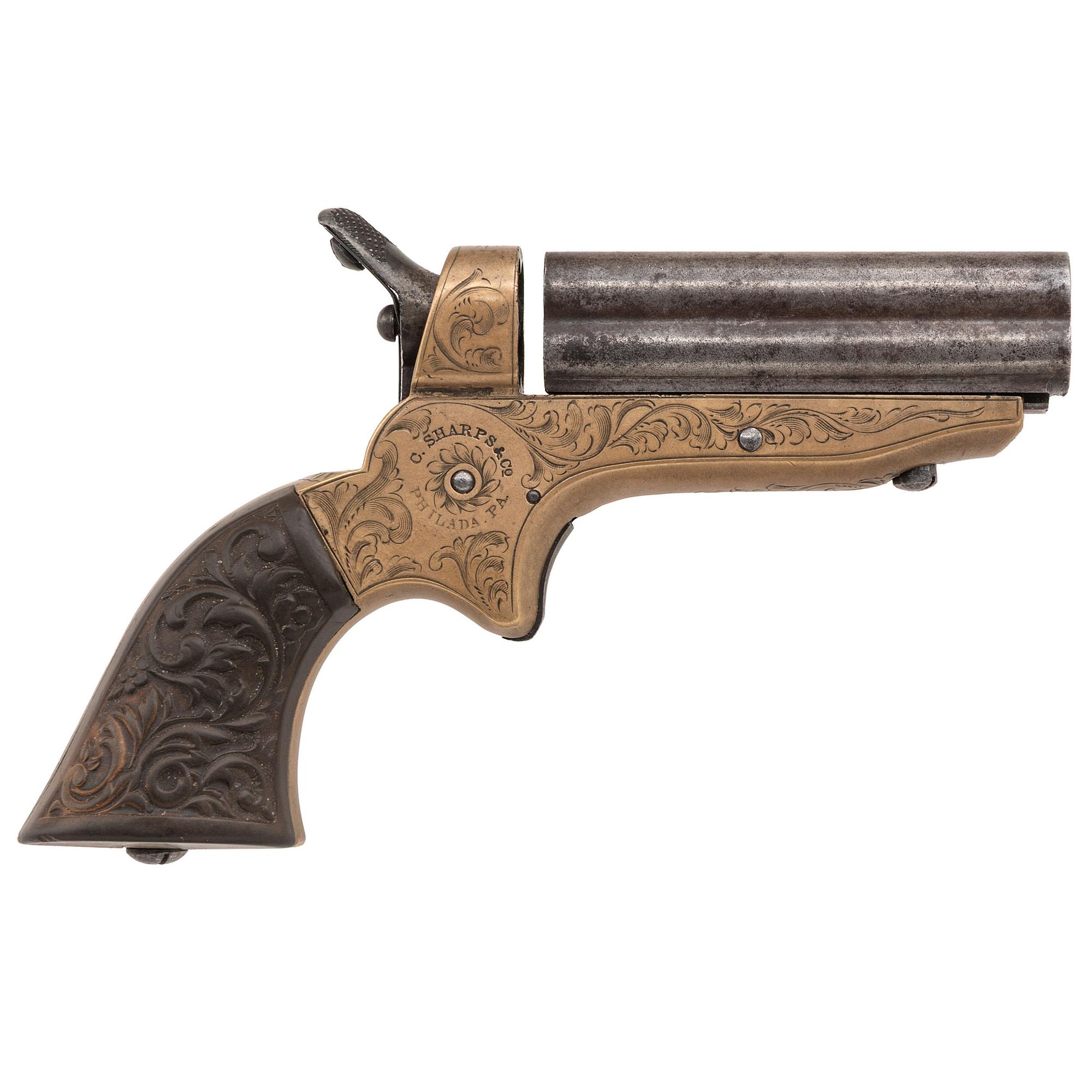 Engraved Sharps Model 1A .22 Four-Barrel Pepperbox