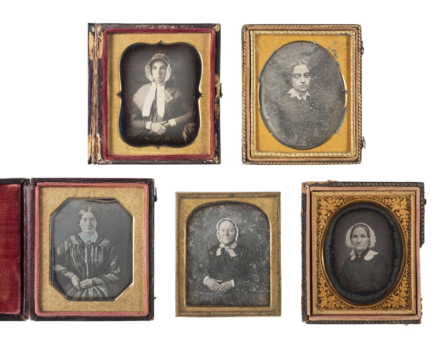 [EARLY PHOTOGRAPHY]. 30 sixth plate daguerreotypes of serious women of varying ages.