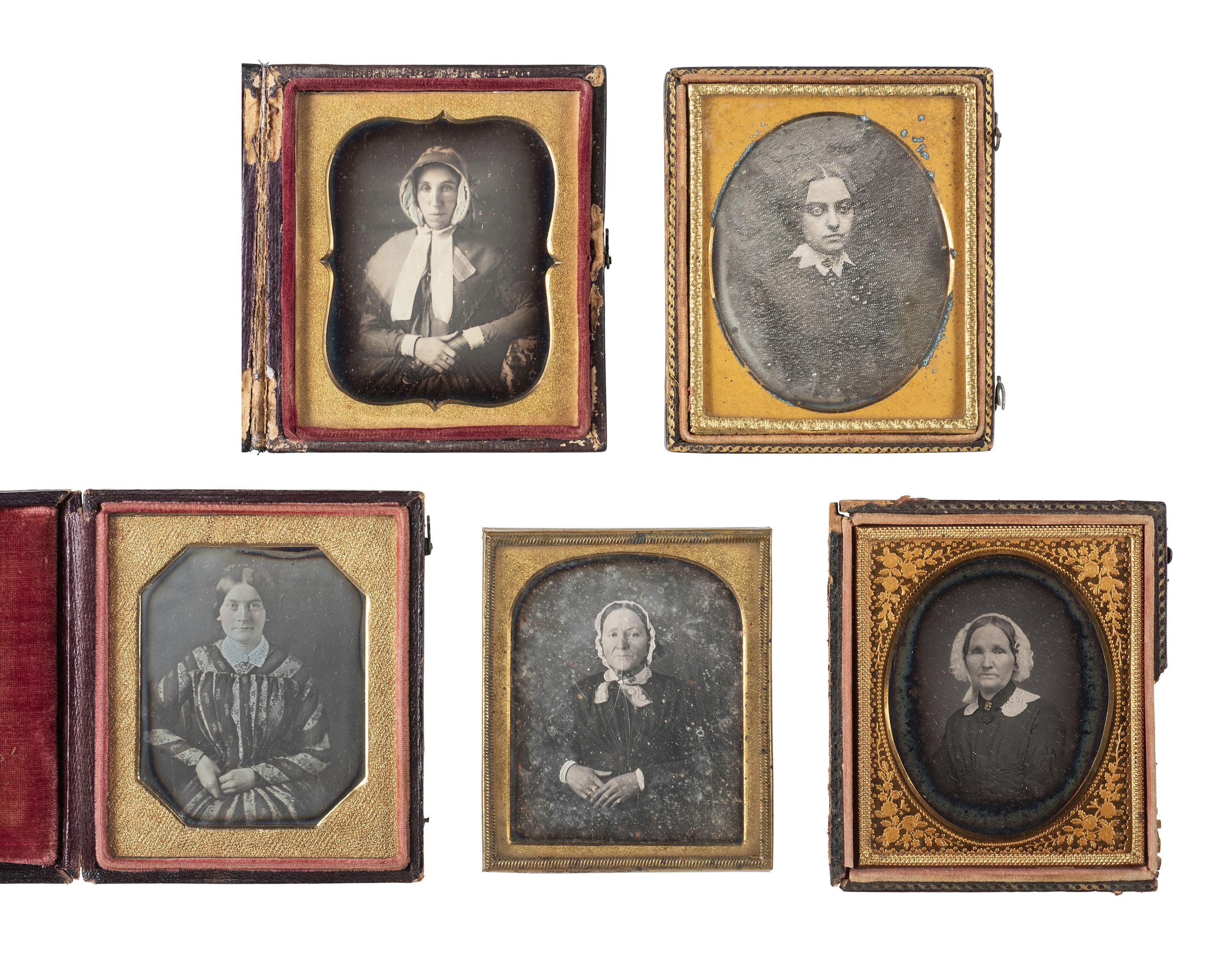 [EARLY PHOTOGRAPHY]. 30 sixth plate daguerreotypes of serious women of varying ages.