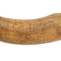 Carved Maritime Theme Powder Horn Dated 1766