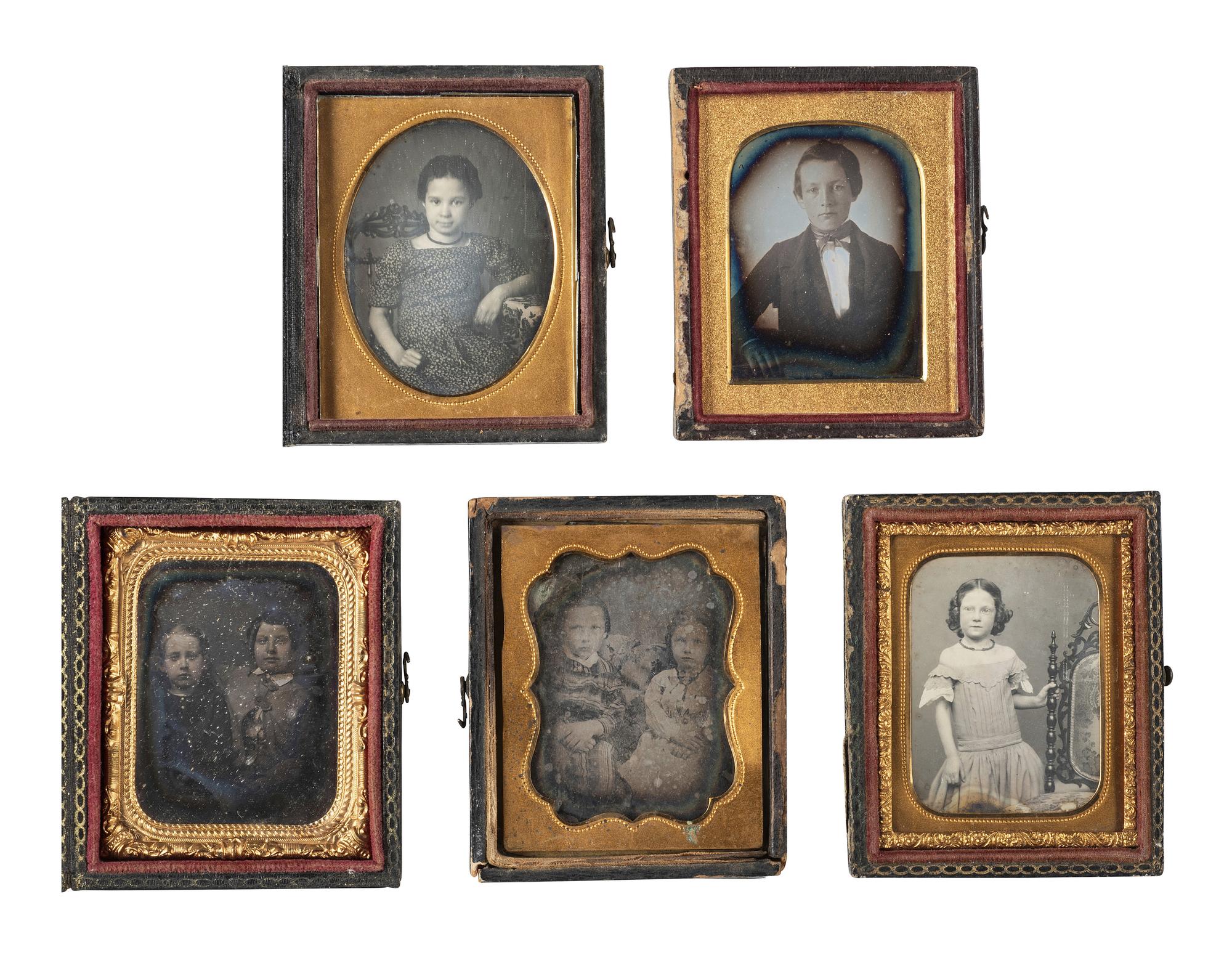 [EARLY PHOTOGRAPHY]. 29 quarter plate and ninth plate daguerreotypes of children.