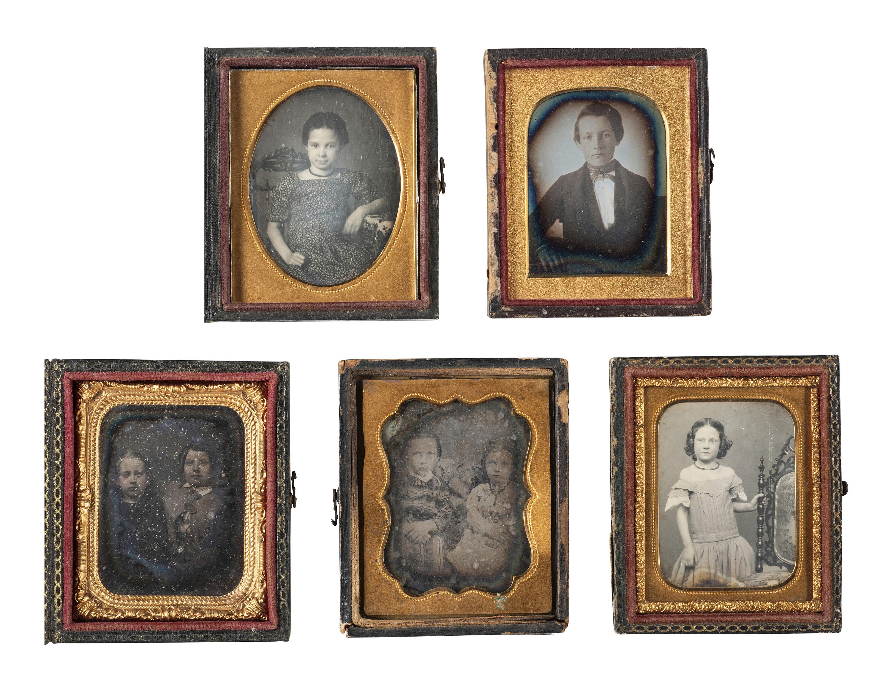 [EARLY PHOTOGRAPHY]. 29 quarter plate and ninth plate daguerreotypes of children.