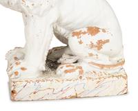 A Pair of Italian White Glazed Ceramic Seated Lions