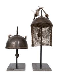 Two Ottoman Style Damascened Steel Helmets
