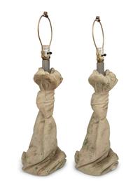 Pair of Trompe l'Oeil Draped Table Lamps, c. 1980
