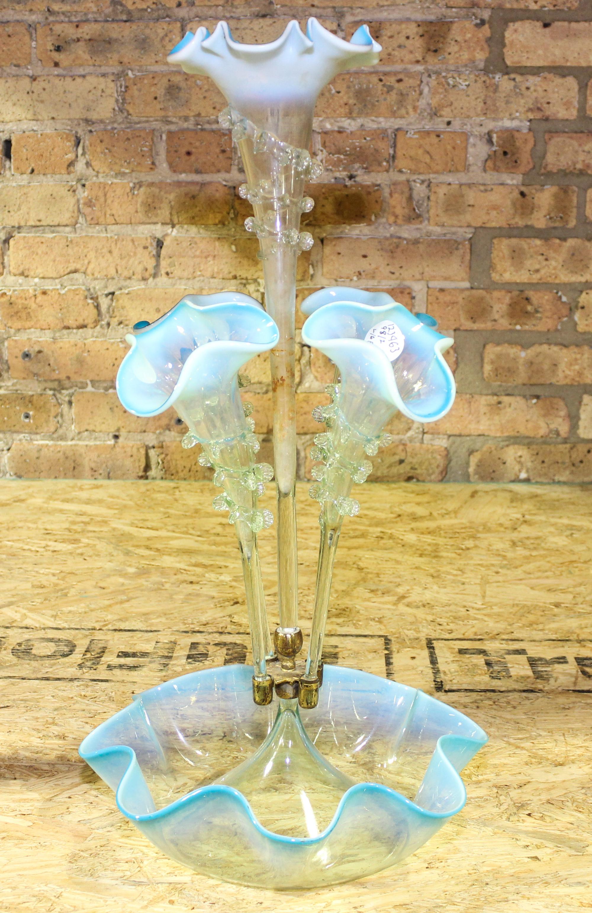 Two Victorian Glass Epergnes Height of taller 28 inches. — 19TH/20TH CENTURY