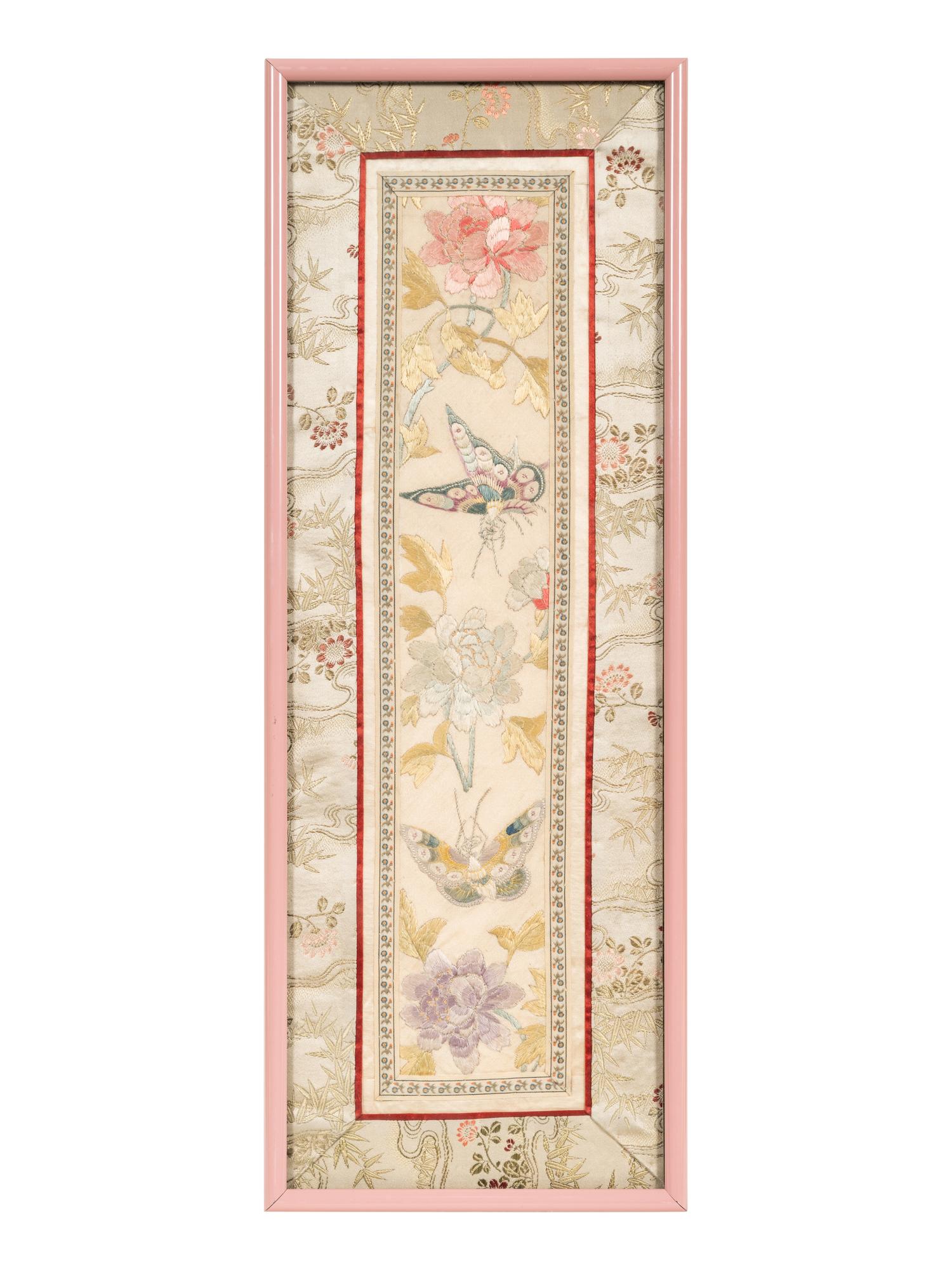 Three Chinese Embroidered Silk Sleeve Bands