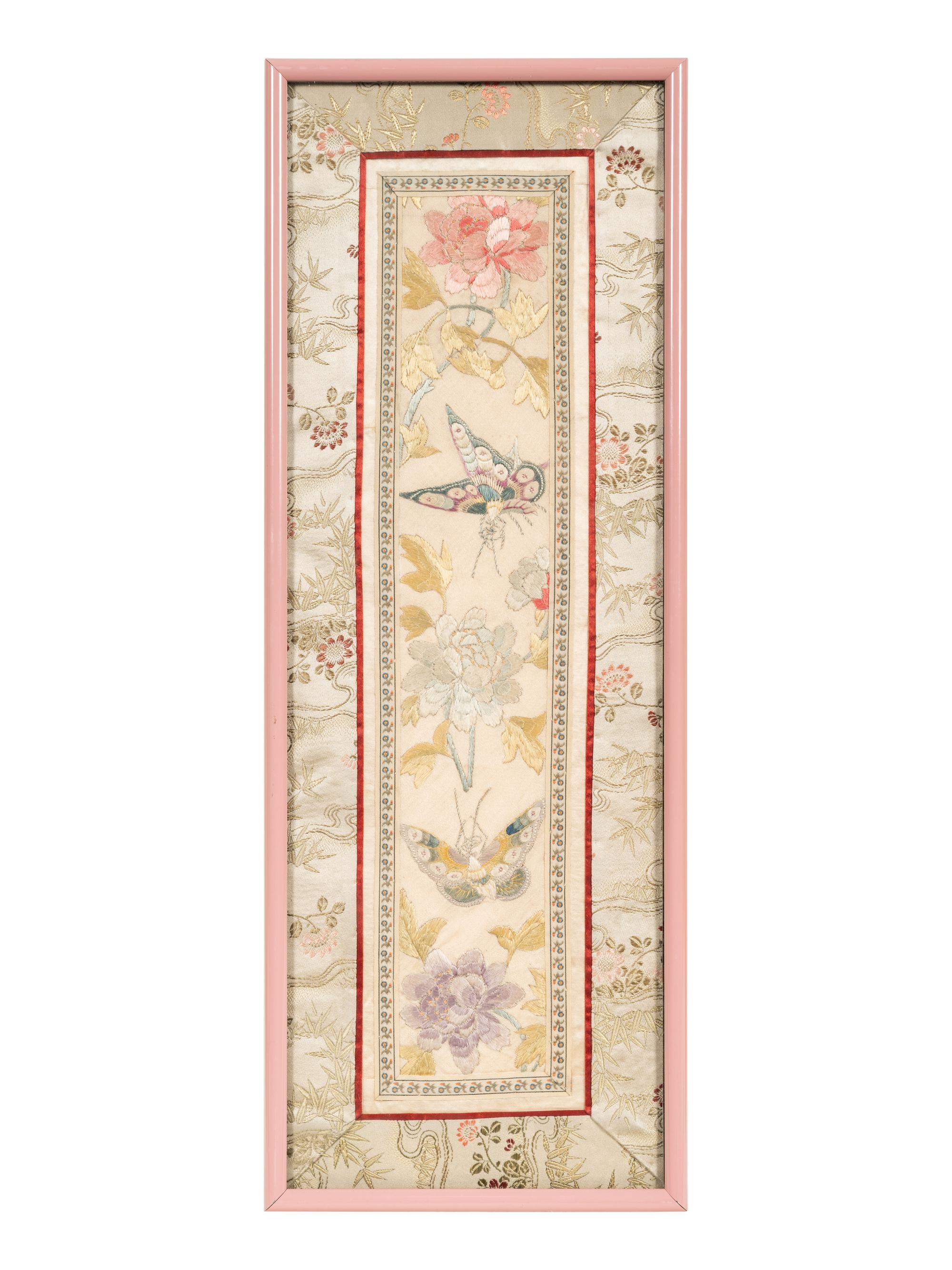 Three Chinese Embroidered Silk Sleeve Bands