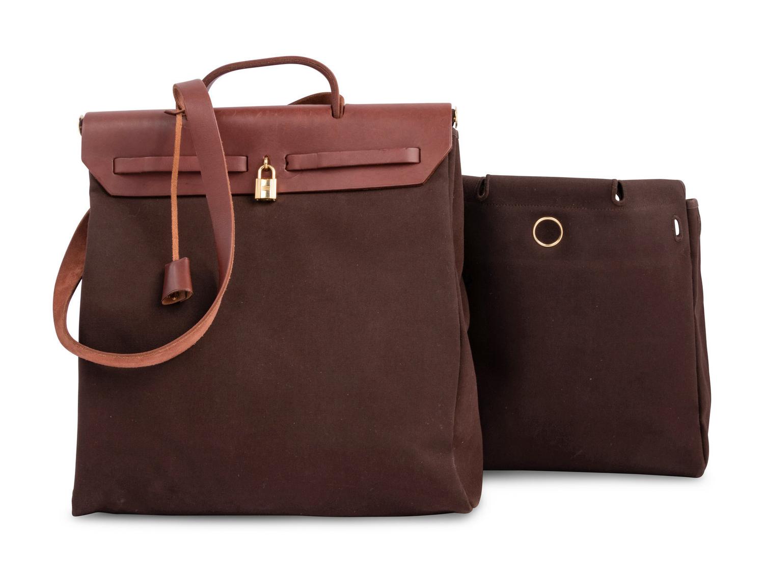 HERMÈS, CANVAS AND LEATHER HERBAG