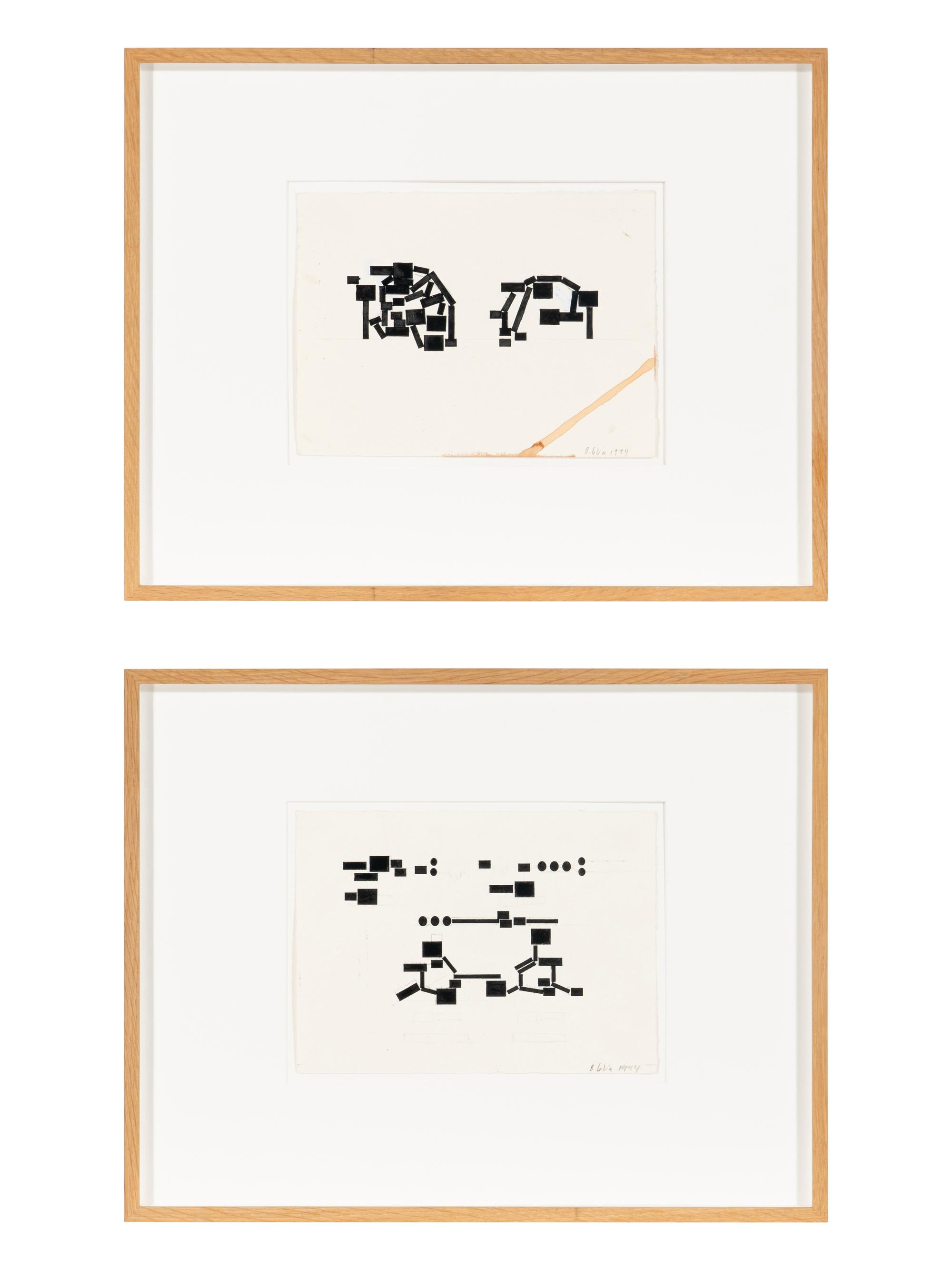 Studies for Unexecuted Sculpture, For Sculpture of Combined Thoughts, 1994 (2 works)