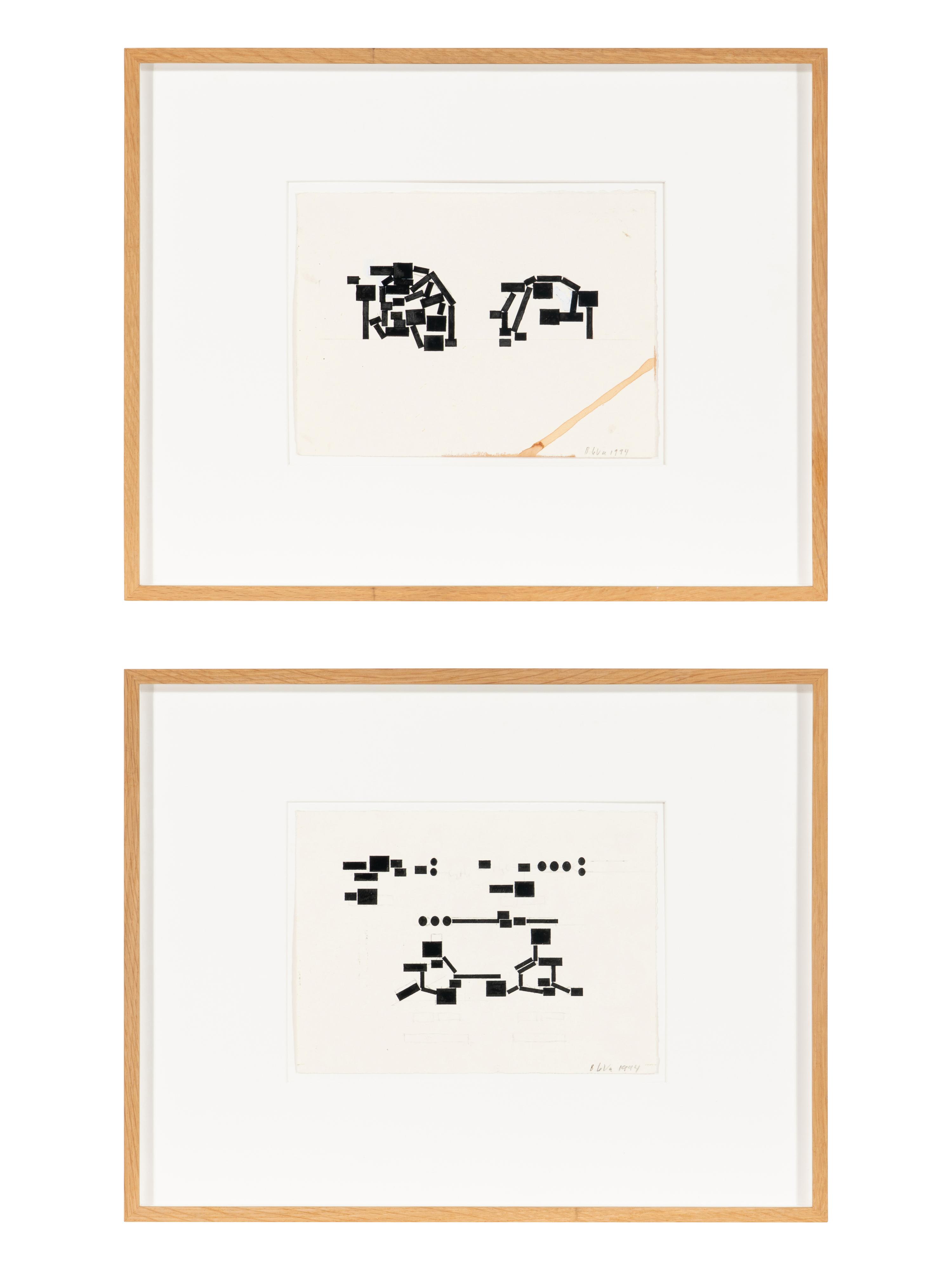 Studies for Unexecuted Sculpture, For Sculpture of Combined Thoughts, 1994 (2 works)