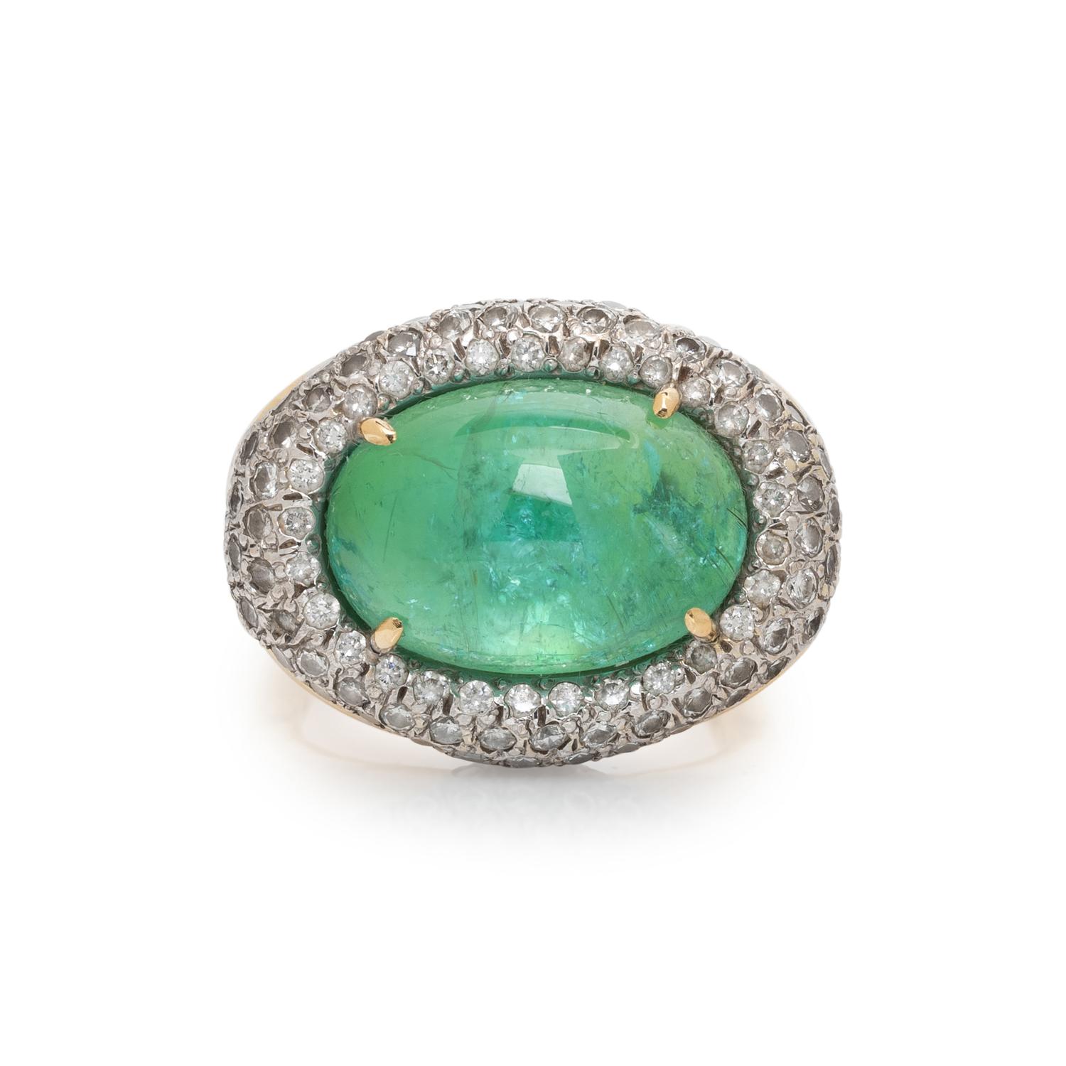 PARAIBA-TYPE TOURMALINE DOUBLET AND DIAMOND RING