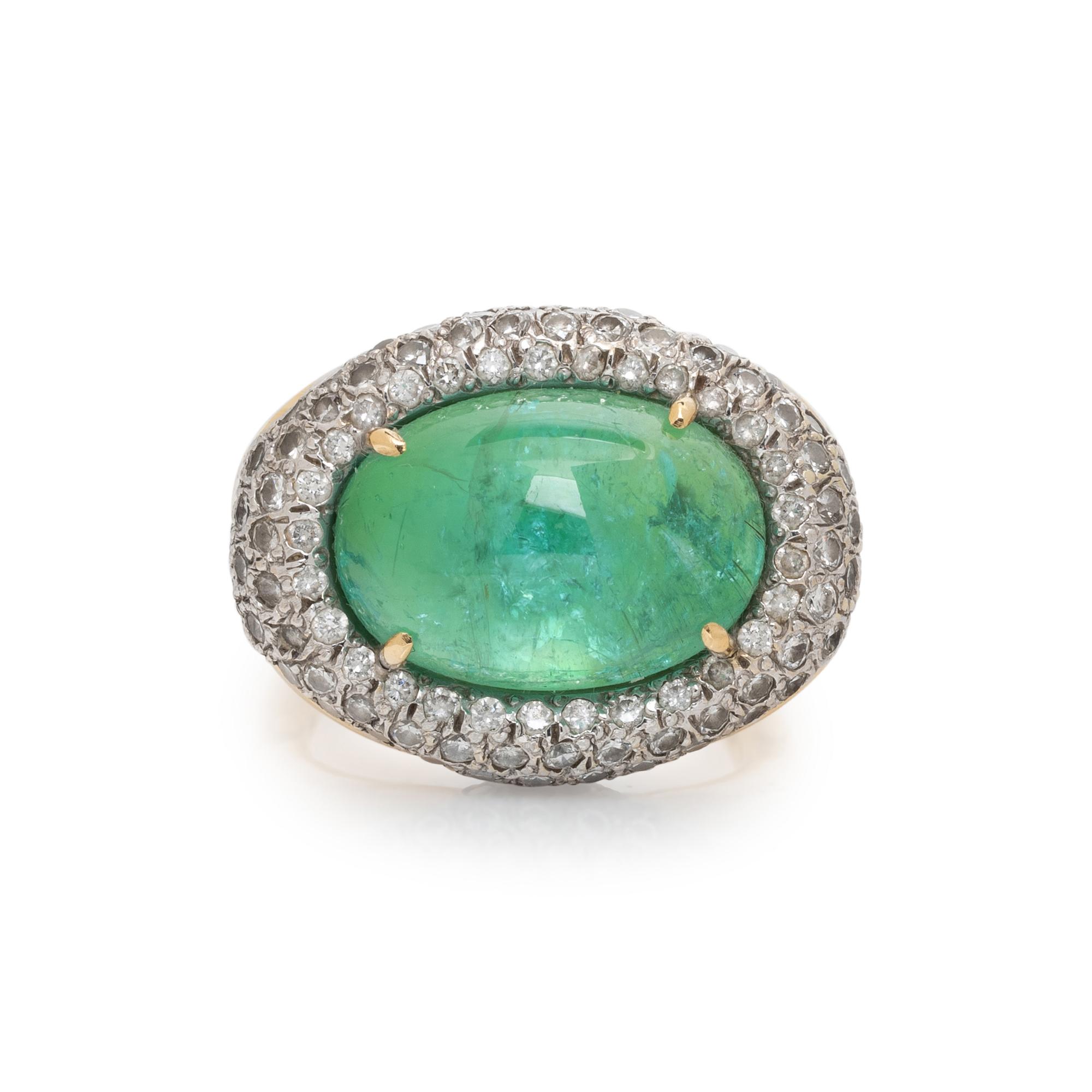 PARAIBA-TYPE TOURMALINE DOUBLET AND DIAMOND RING
