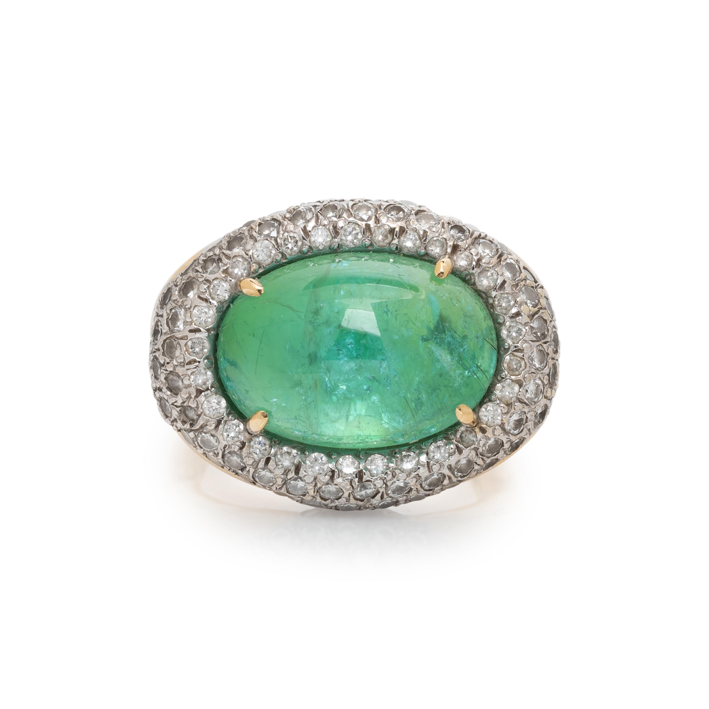 PARAIBA-TYPE TOURMALINE DOUBLET AND DIAMOND RING