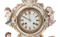 A Meissen Porcelain Figural Mantle Clock