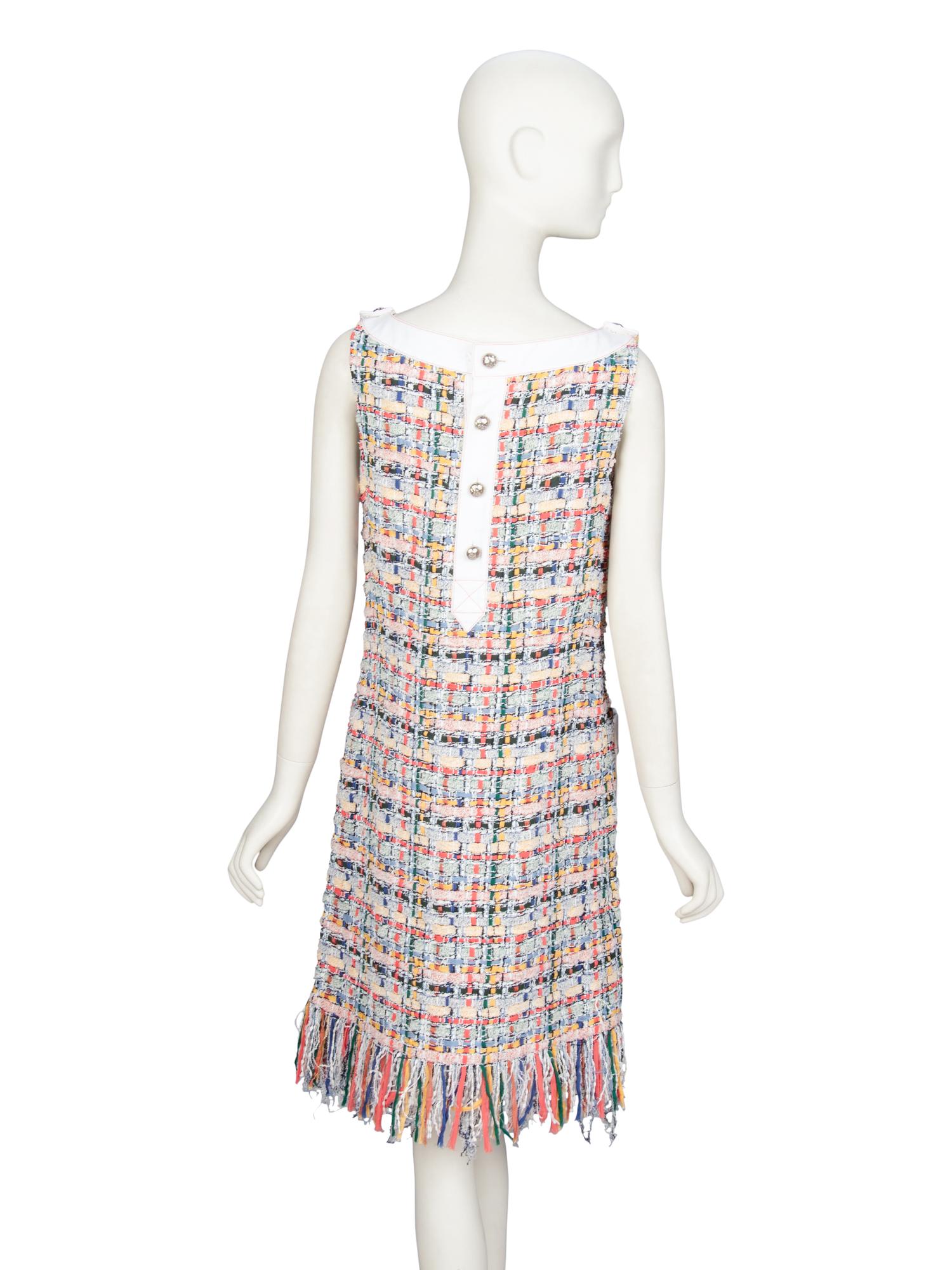 CHANEL, SLEEVELESS TWEED DRESS
