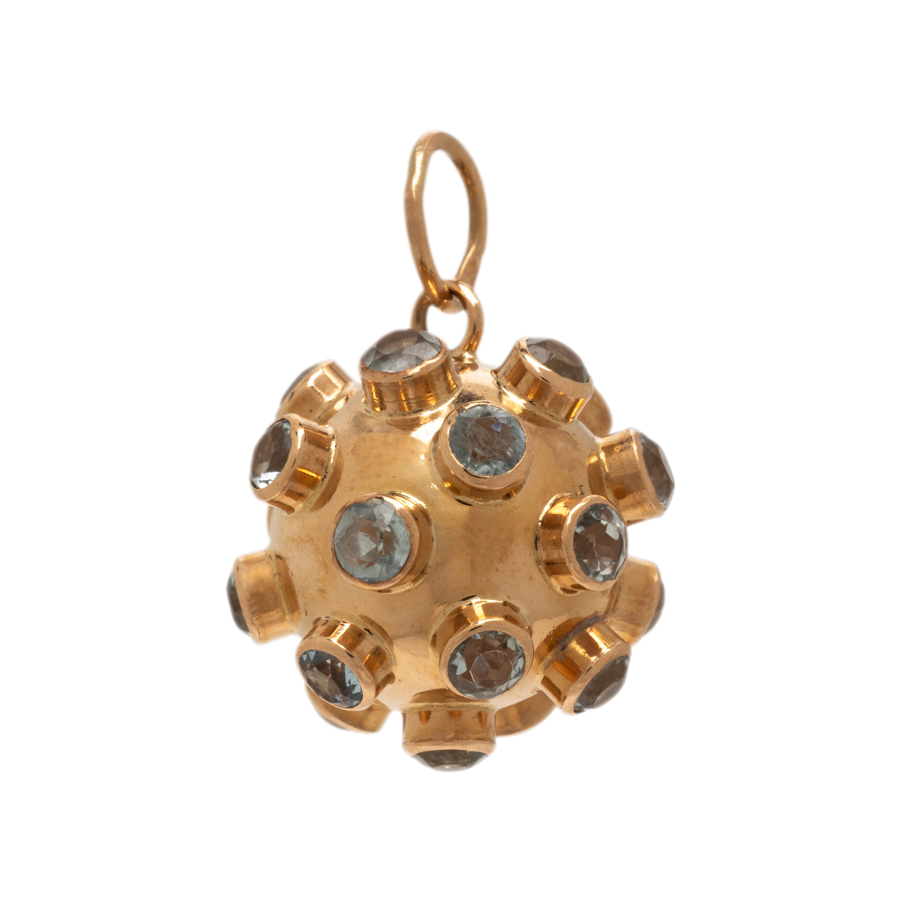 Yellow Gold and Aquamarine Sputnik Pendant