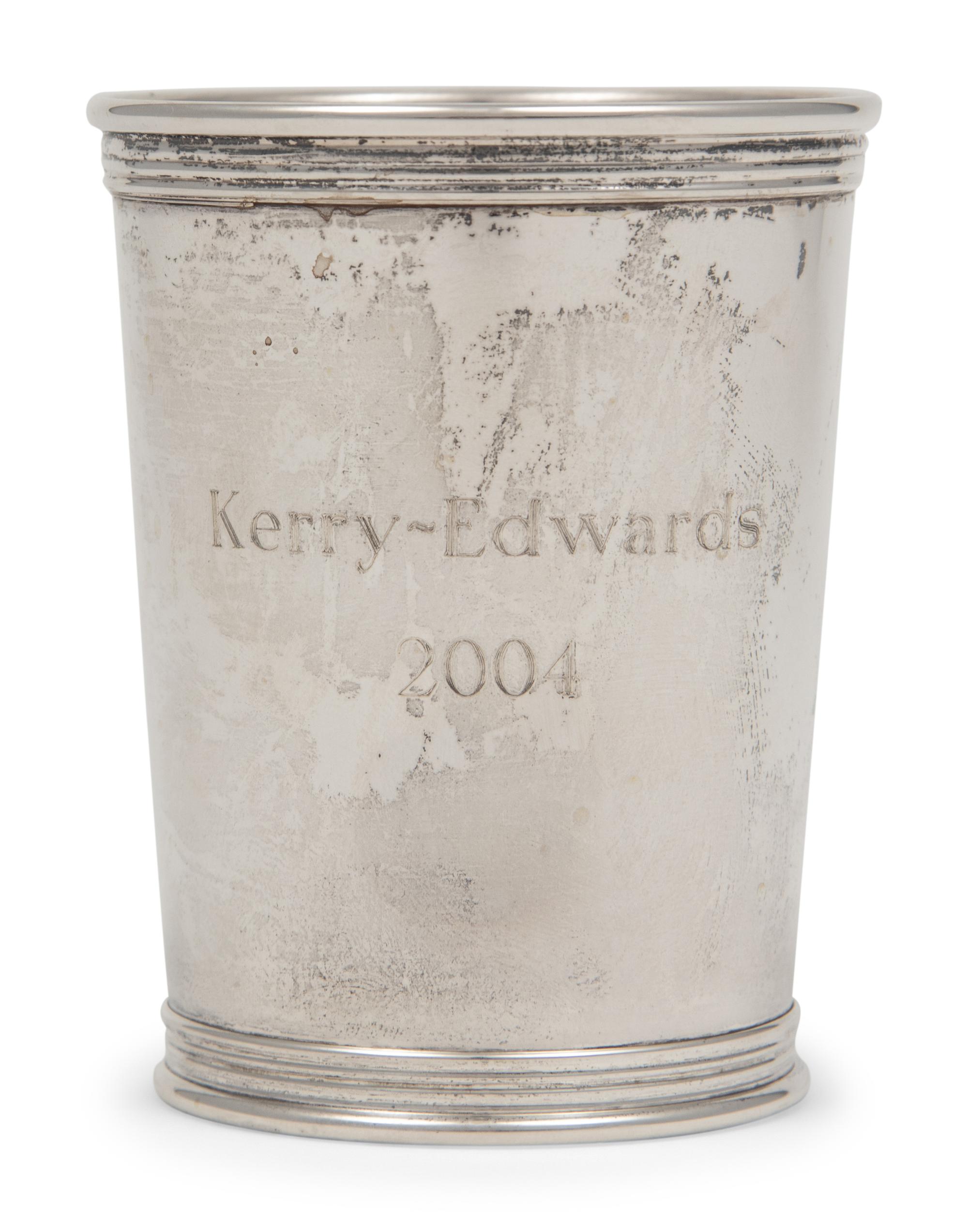 A Kerry Edwards 2004 Campaign Silver Commemorative Julep Cup