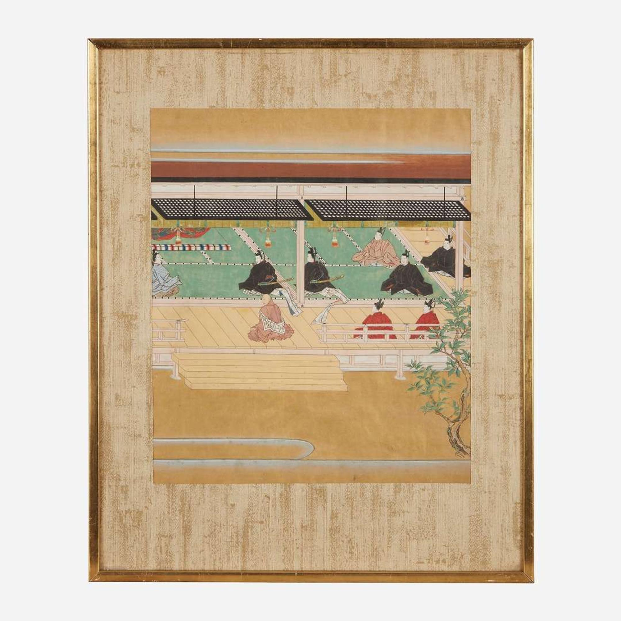 A group of seven Japanese Tosa school figural scenes 日本版画一组七件