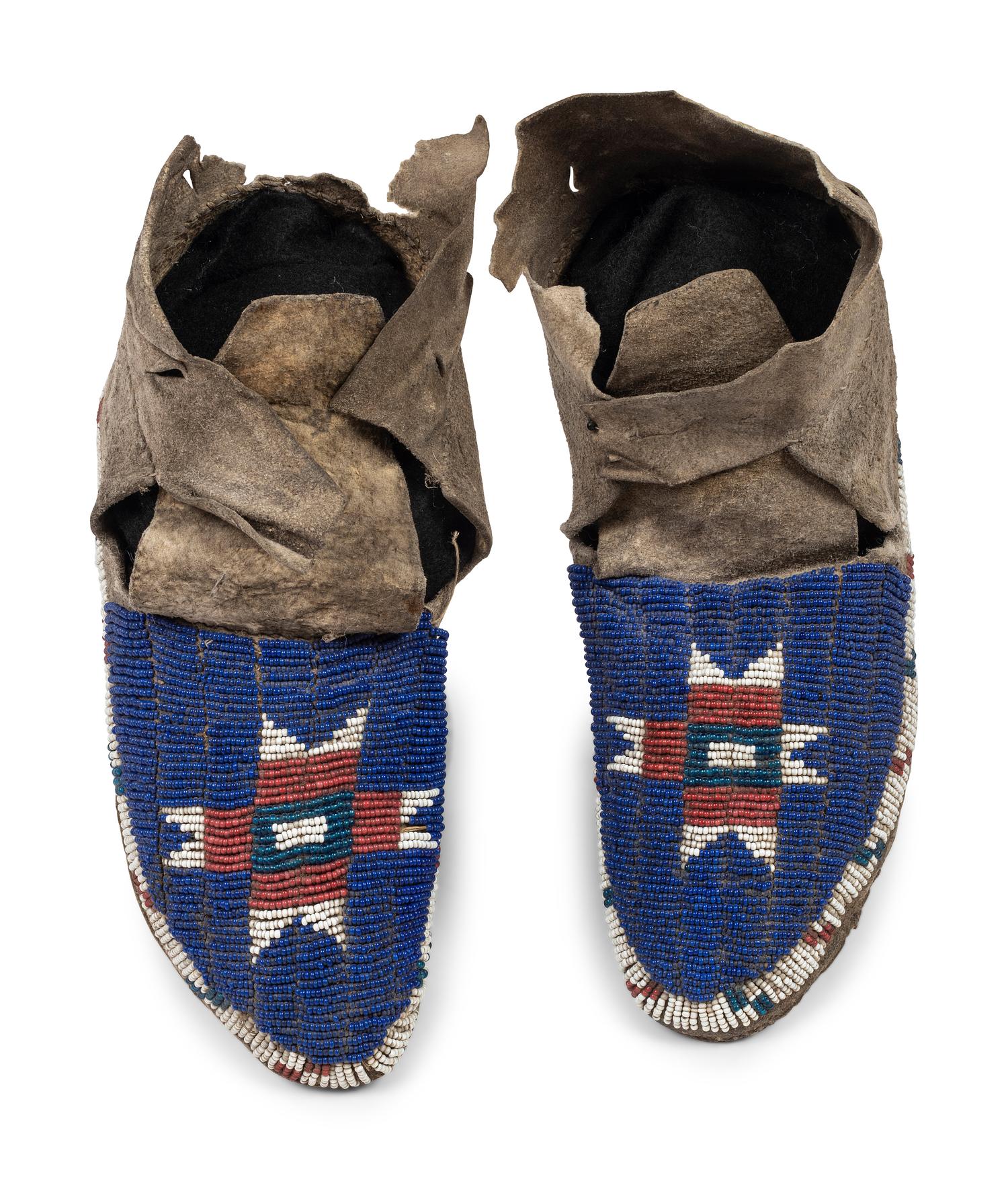 Northern Plains Beaded Hide Moccasins