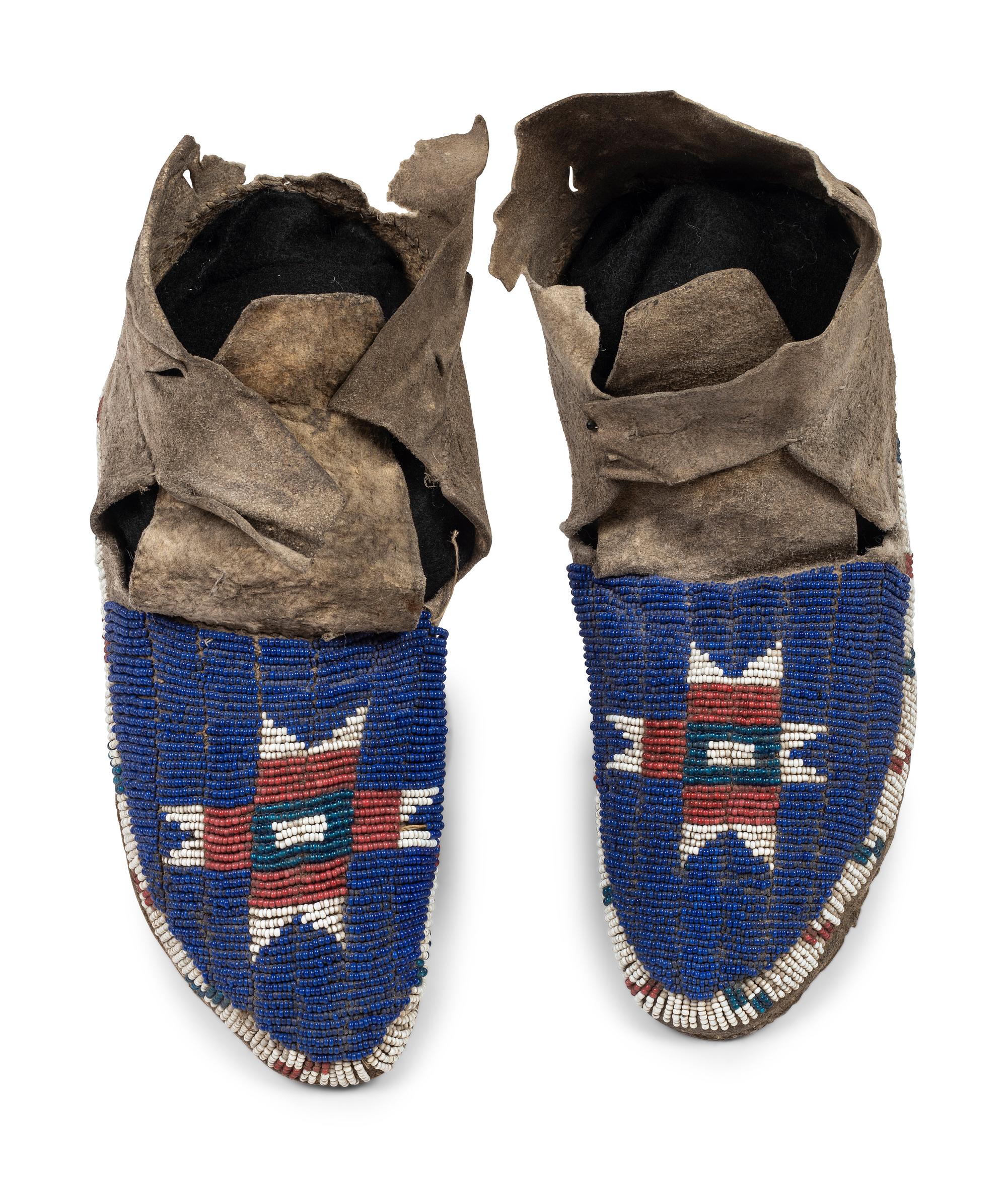 Northern Plains Beaded Hide Moccasins