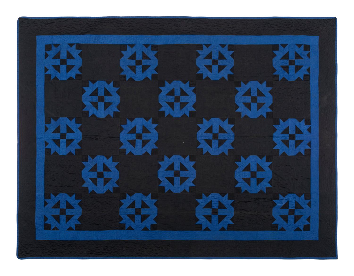 A Cross and Crown Pieced Cotton and Silk Quilt