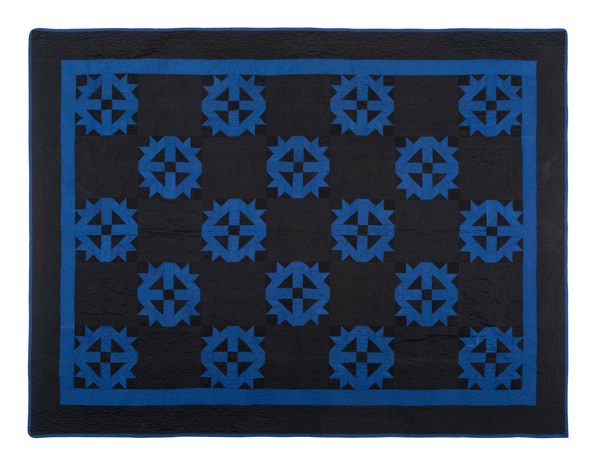 A Cross and Crown Pieced Cotton and Silk Quilt