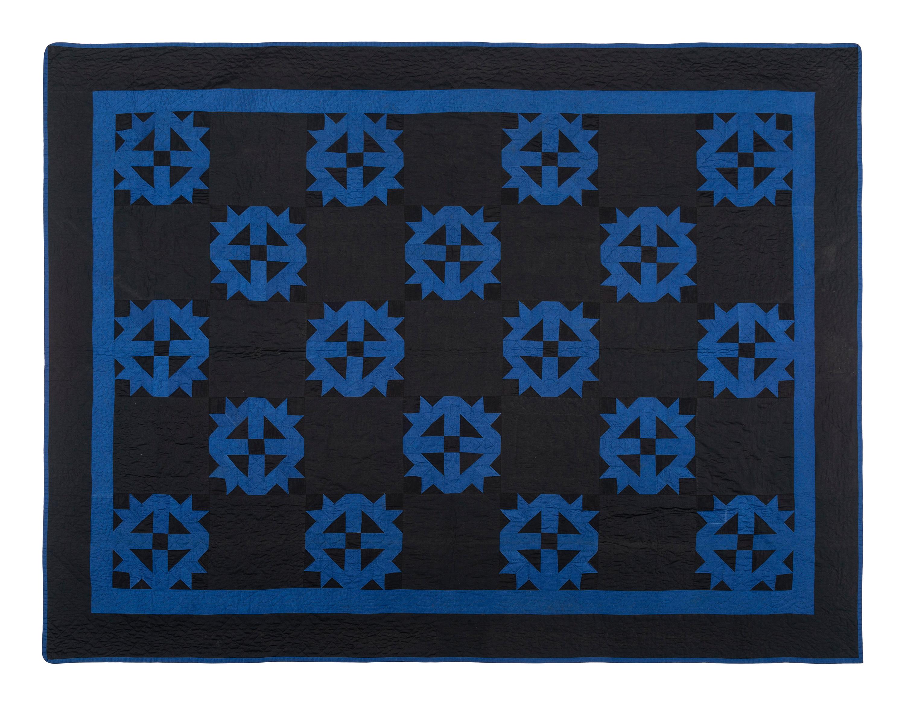A Cross and Crown Pieced Cotton and Silk Quilt