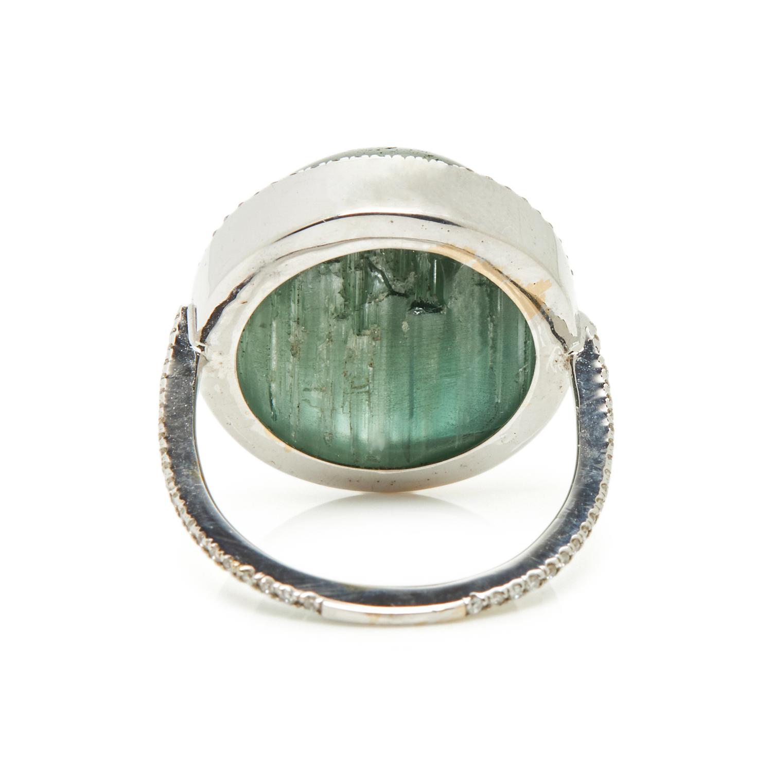 CAT'S EYE TOURMALINE AND DIAMOND RING