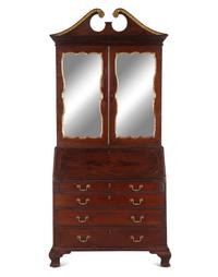 A George II Parcel Gilt Mahogany Secretary Bookcase