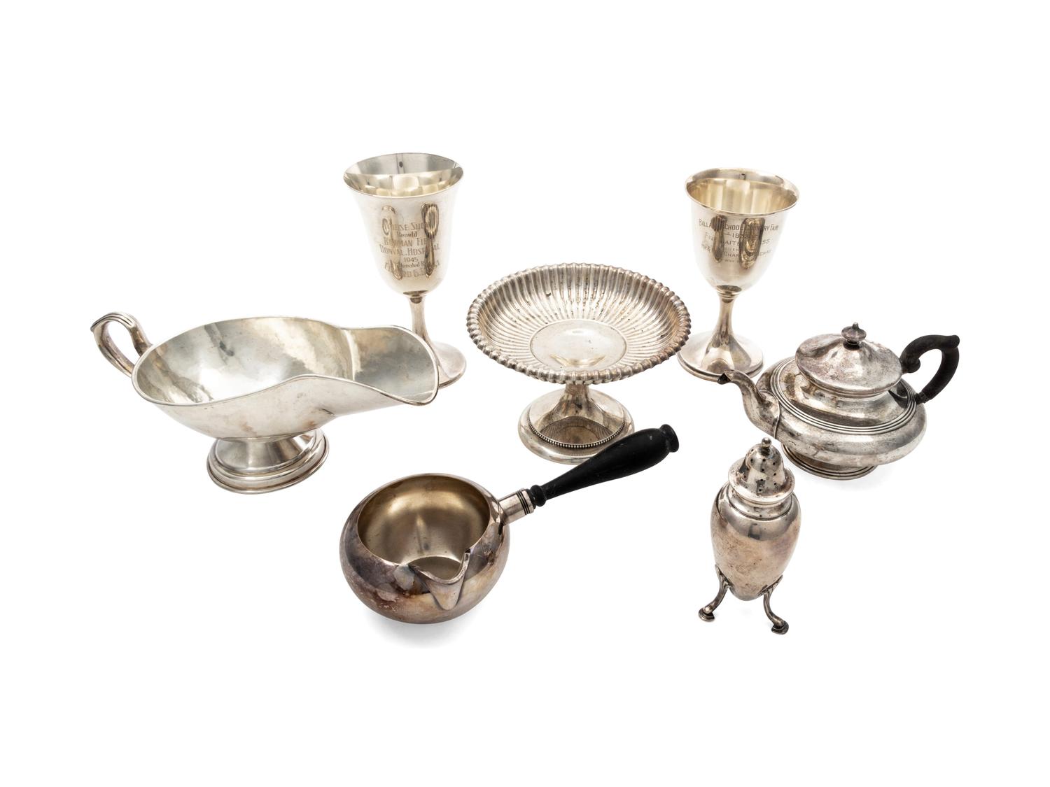 A Group of Six Silver Table Articles