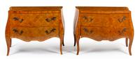 A Pair of Italian Parquetry Commodes Height 29 3/8 x width 39 1/4 x depth 17 1/2 inches. — 20TH CENTURY