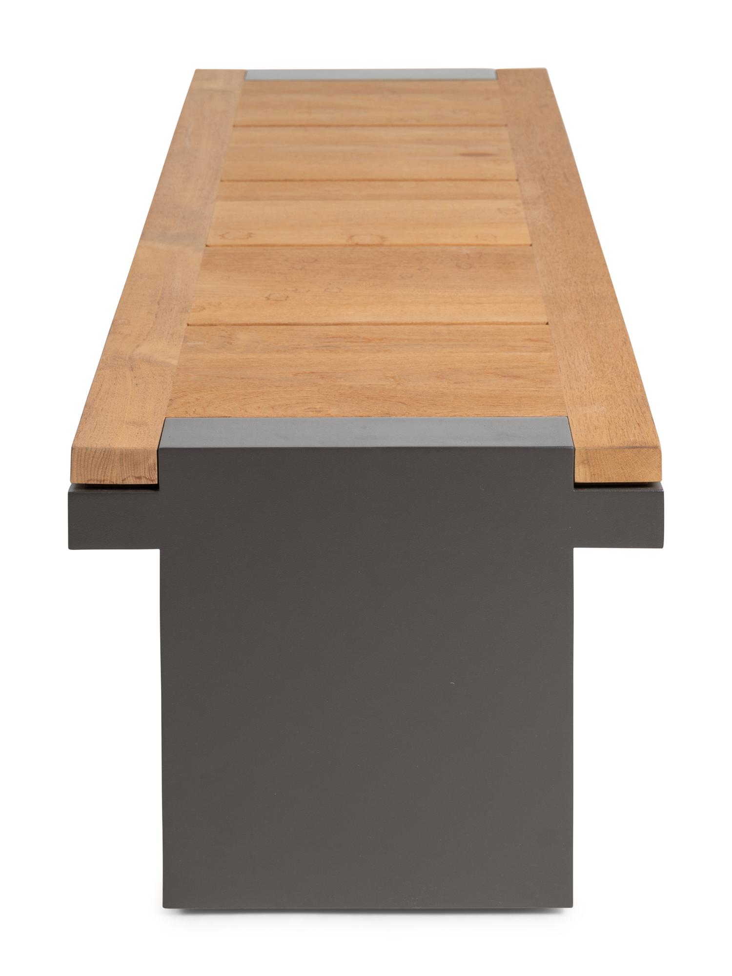A Pair of Contemporary Painted Metal and Beech Benches