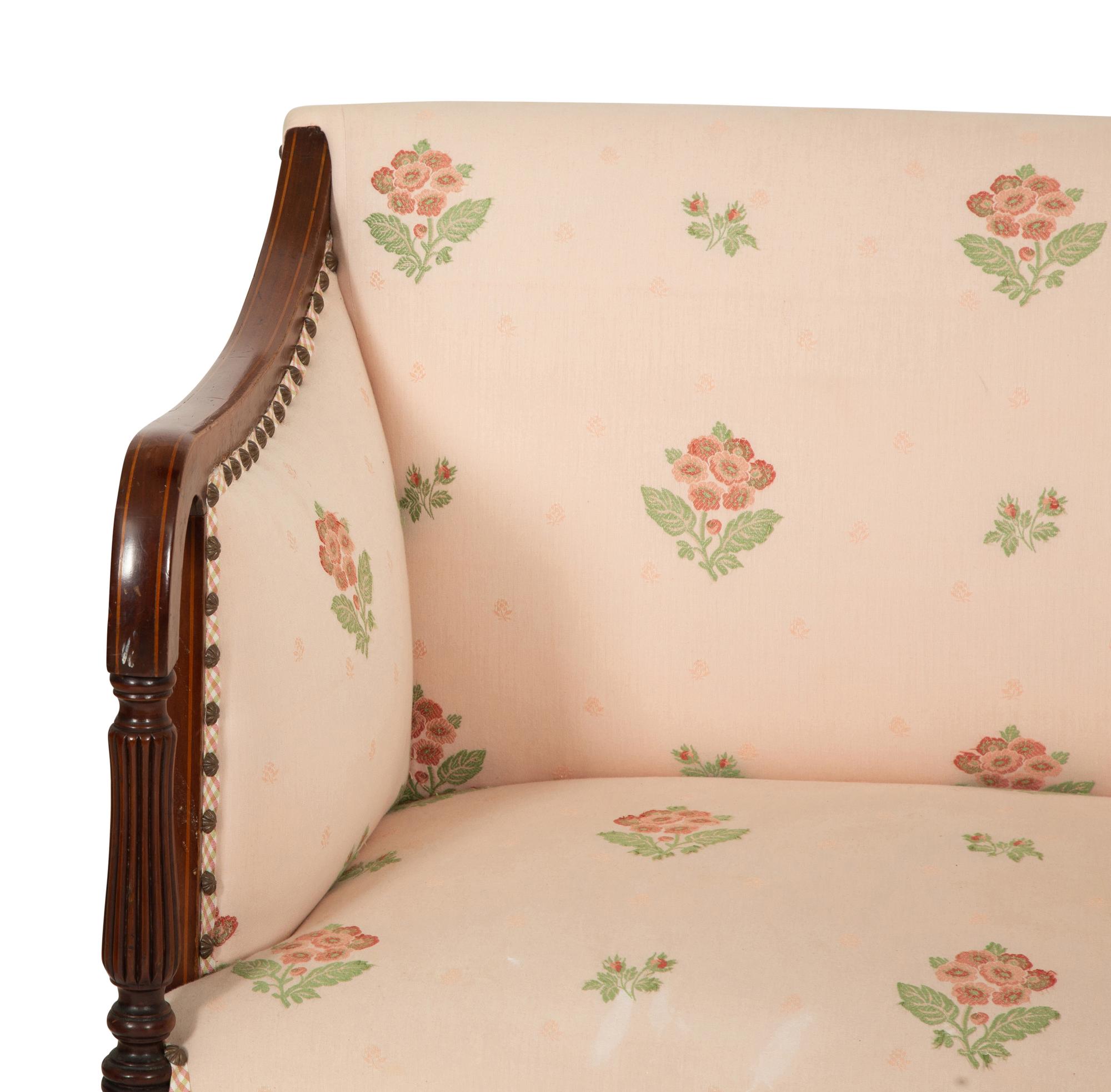 A Regency Style Inlaid Mahogany Settee