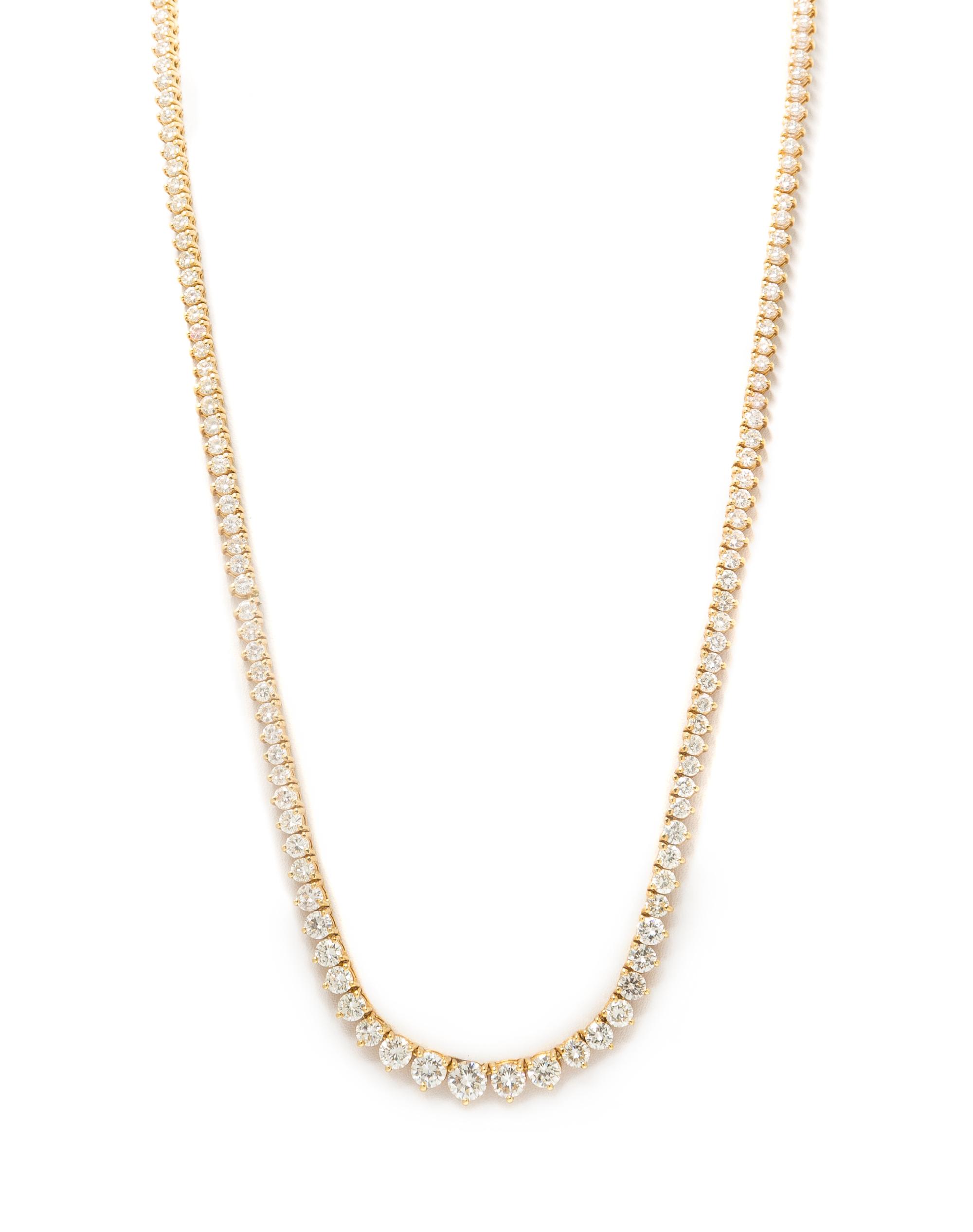 An 18 Karat Yellow Gold and Diamond Riviera Necklace, 18.40 dwts.