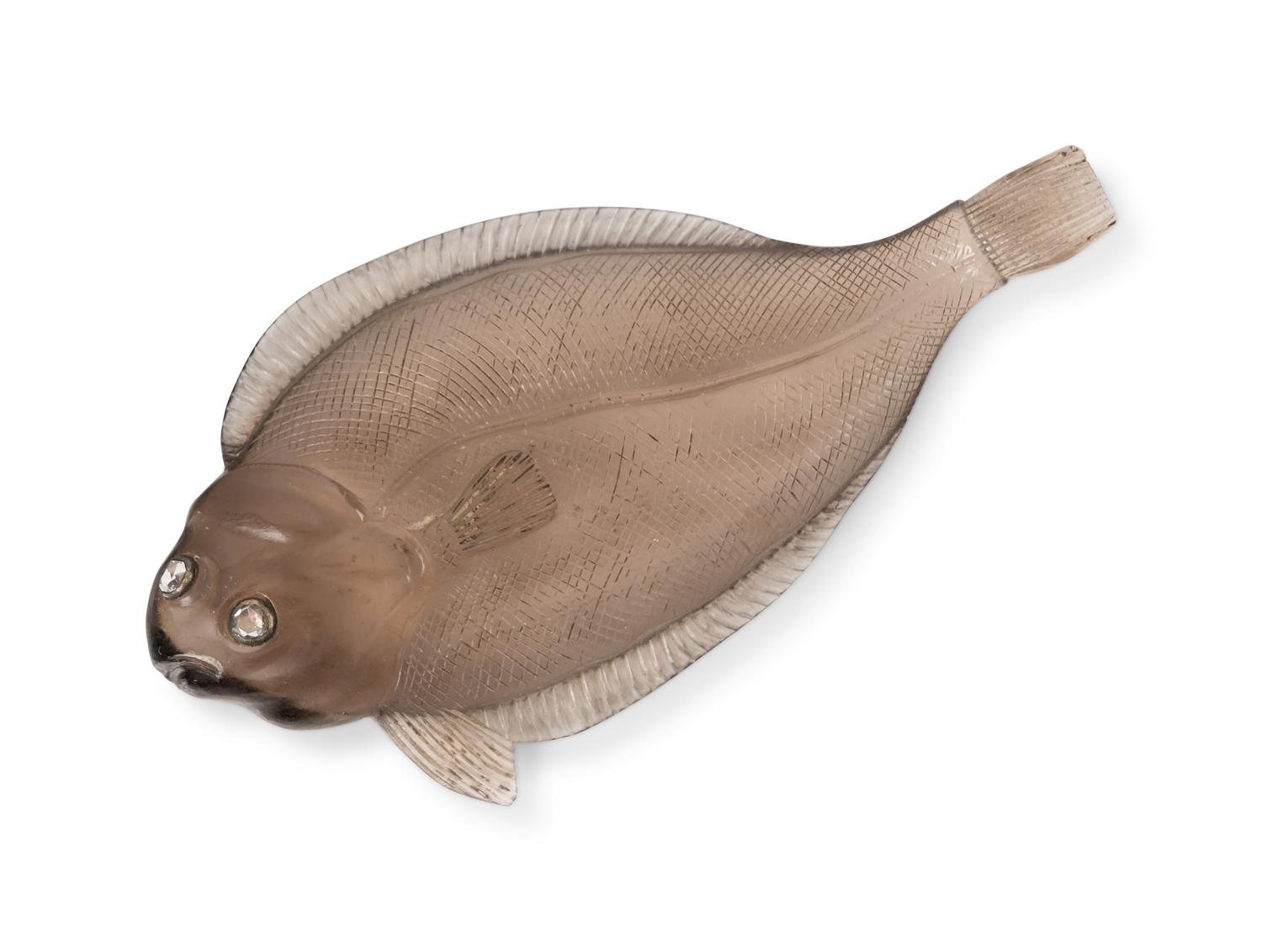 A Fabergé Carved Smoky-Quartz and Diamond-Inset Figure of a Fish